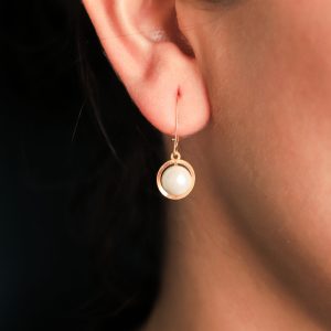 گوشواره آویز طلا 18 عیار زنانه ناریا مدل مروارید SH26-20